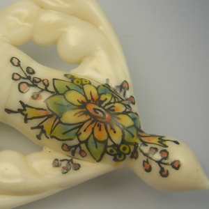 Vickie Hallmark | Winter Wren - blown glass vessel with painted enamel